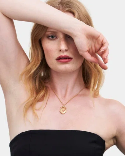 Fable England P Initial Peony Gold Spinner Chain Necklace In Gold