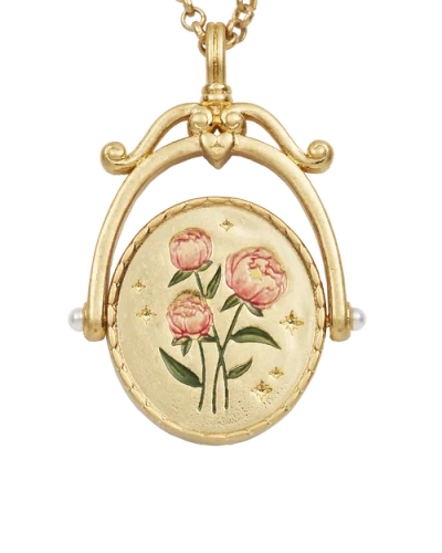 Fable England P Initial Peony Gold Spinner Chain Necklace In Gold