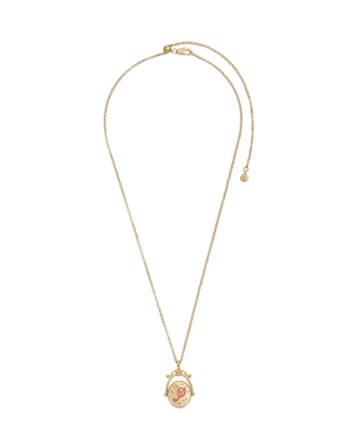 Fable England P Initial Peony Gold Spinner Chain Necklace In Gold