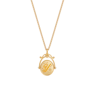 Fable England Y Initial Yarrow Gold Spinner Chain Necklace In Gold