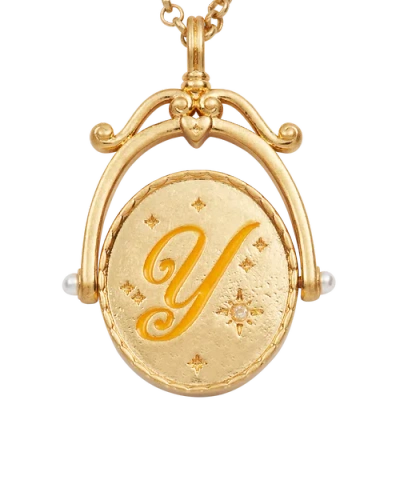 Fable England Y Initial Yarrow Gold Spinner Chain Necklace In Gold
