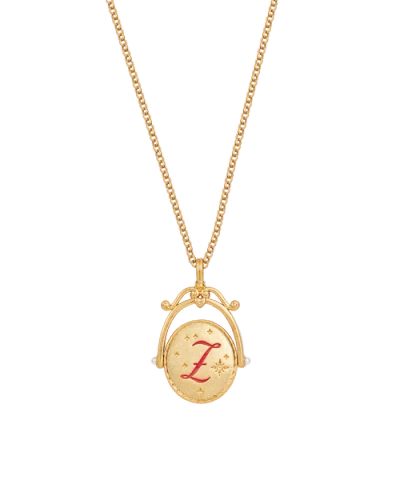 Fable England Z Initial Zigzag Clover Gold Spinner Chain Necklace In Gold