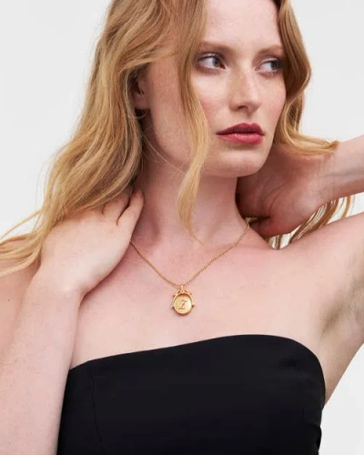 Fable England Z Initial Zigzag Clover Gold Spinner Chain Necklace In Gold