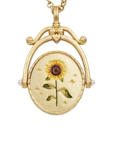 Fable England S Initial Sunflower Gold Spinner Chain Necklace In Gold