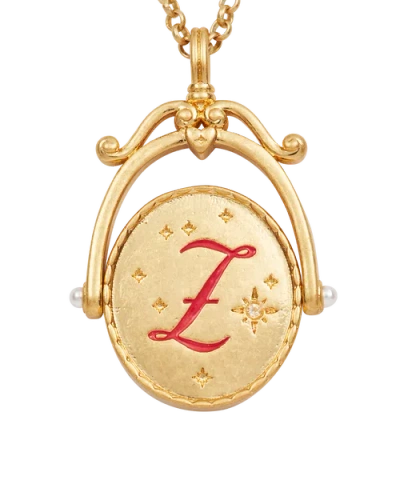 Fable England Z Initial Zigzag Clover Gold Spinner Chain Necklace In Gold