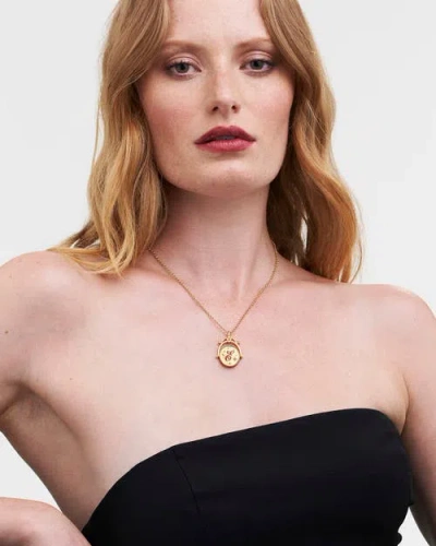 Fable England E Initial Echinacea Gold Spinner Chain Necklace In Gold