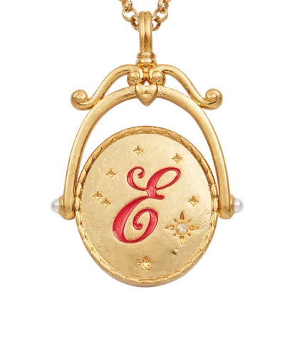 Fable England E Initial Echinacea Gold Spinner Chain Necklace In Gold