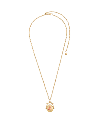 Fable England E Initial Echinacea Gold Spinner Chain Necklace In Gold