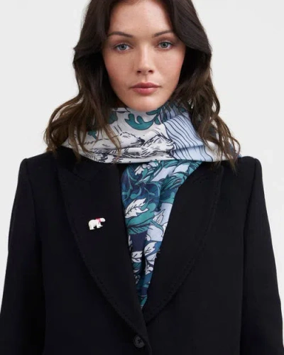 Fable England Cosy Polar Bear Enamel Brooch In Silver