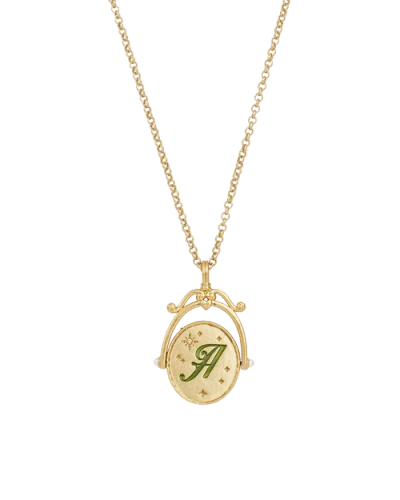 Fable England A Initial Anemone Gold Spinner Chain Necklace In Gold