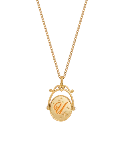 Fable England U Initial Ursinia Gold Spinner Chain Necklace In Gold