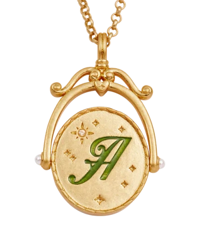 Fable England A Initial Anemone Gold Spinner Chain Necklace In Gold