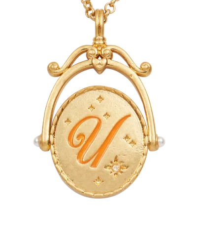 Fable England U Initial Ursinia Gold Spinner Chain Necklace In Gold