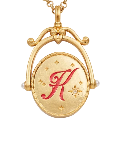 Fable England K Initial Kalmia Gold Spinner Chain Necklace In Gold