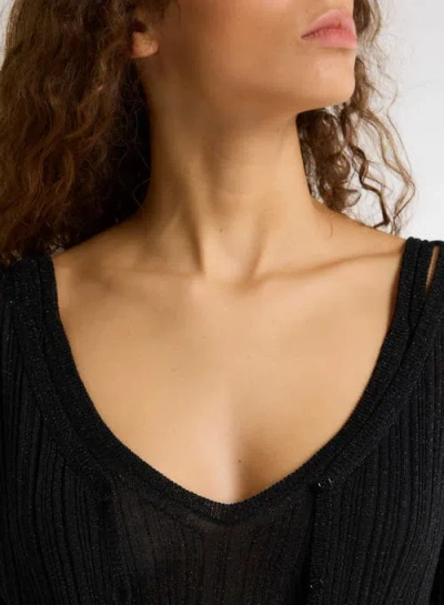 Majestic Filatures Novelty Metallic Rib V-neck Cardigan In Multi