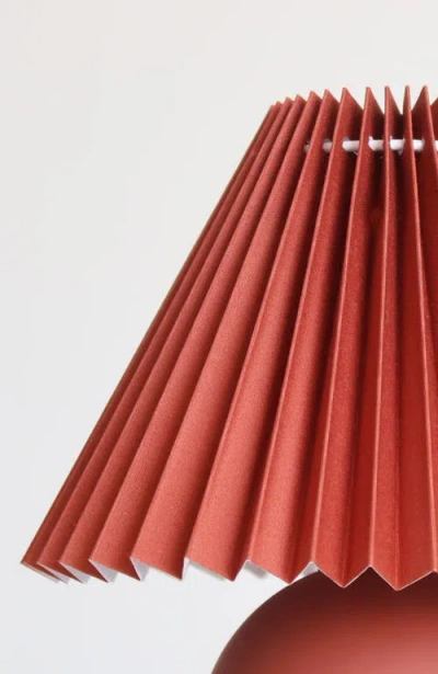 Brightech Serena 10" Ceramic Led Table Lamp With Retro Globe Base And Fabric Pleated Shade In Red