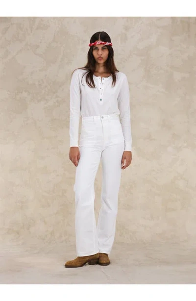 Fortela Janej Bootcut Bull Cotton White Trousers In White