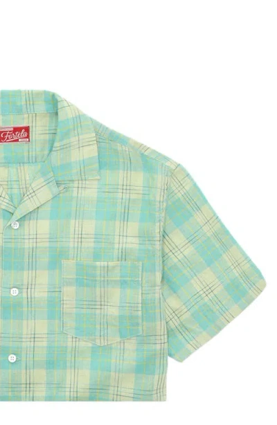 Fortela Strike Bowling Cotton Check Shirt In Blue