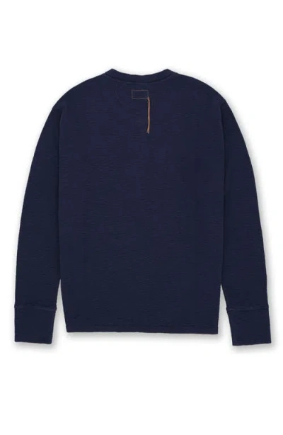 Fortela Amish Waffle Knit Henley In Blue