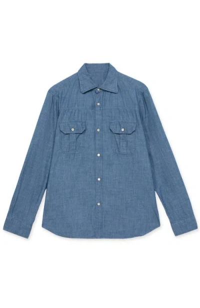 Fortela Amleto Denim Shirt With Patch Pockets In Blue