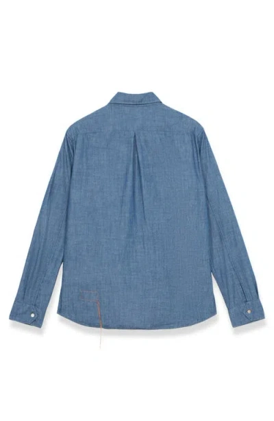 Fortela Amleto Denim Shirt With Patch Pockets In Blue
