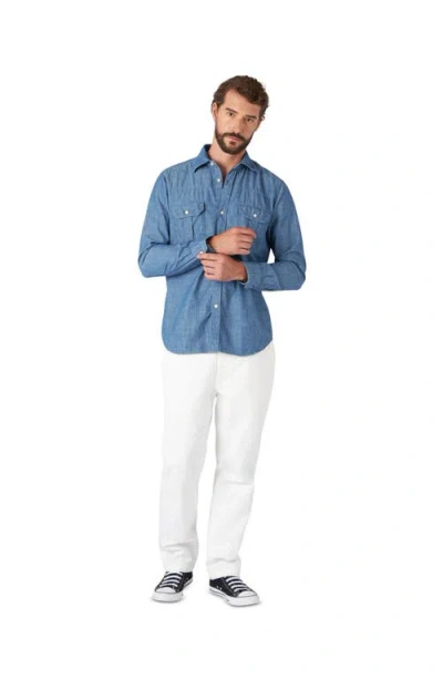 Fortela Amleto Denim Shirt With Patch Pockets In Blue