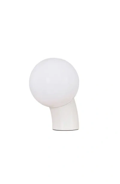 Brightech Vino 8" Curved Led Table Lamp With Globe Forsted Glass Shade And Phone Charging Usb-c Port In White