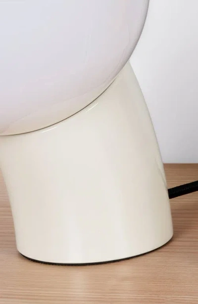 Brightech Vino 8" Curved Led Table Lamp With Globe Forsted Glass Shade And Phone Charging Usb-c Port In White