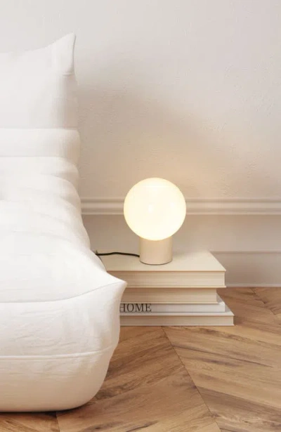 Brightech Vino 8" Curved Led Table Lamp With Globe Forsted Glass Shade And Phone Charging Usb-c Port In White