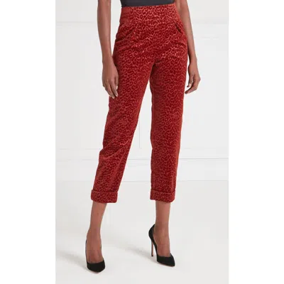 Temperley London Lynx Velvet Tapered Trouser In Red