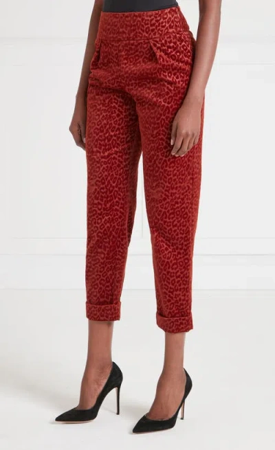 Temperley London Lynx Velvet Tapered Trouser In Red