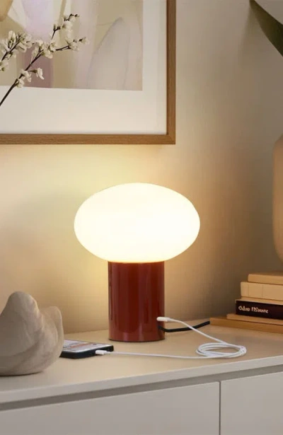 Brightech Ivy 9.5" Modern Led Table Lamp With Oval Frosted Glass Shade And Phone Charging Usb-c Port In Multi