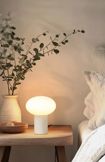 Brightech Ivy 9.5" Modern Led Table Lamp With Oval Frosted Glass Shade And Phone Charging Usb-c Port In White