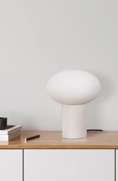 Brightech Ivy 9.5" Modern Led Table Lamp With Oval Frosted Glass Shade And Phone Charging Usb-c Port In White