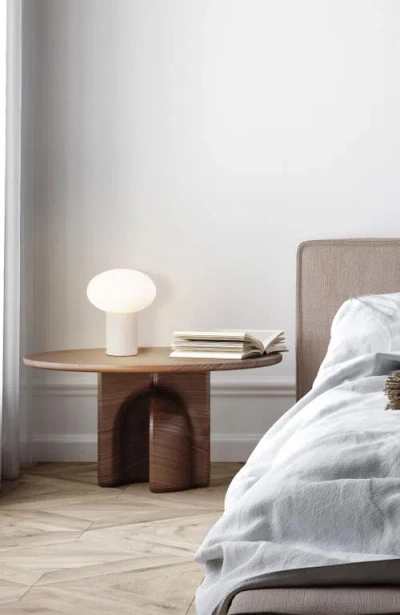 Brightech Ivy 9.5" Modern Led Table Lamp With Oval Frosted Glass Shade And Phone Charging Usb-c Port In White