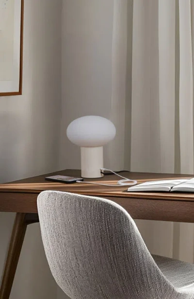 Brightech Ivy 9.5" Modern Led Table Lamp With Oval Frosted Glass Shade And Phone Charging Usb-c Port In White