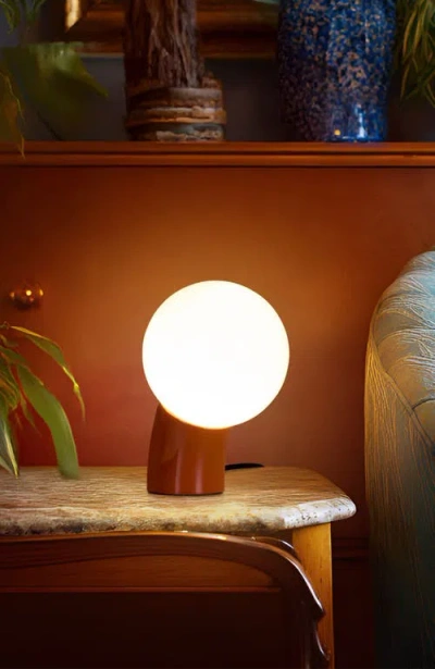 Brightech Vino 8" Curved Led Table Lamp With Globe Forsted Glass Shade And Phone Charging Usb-c Port In Multi