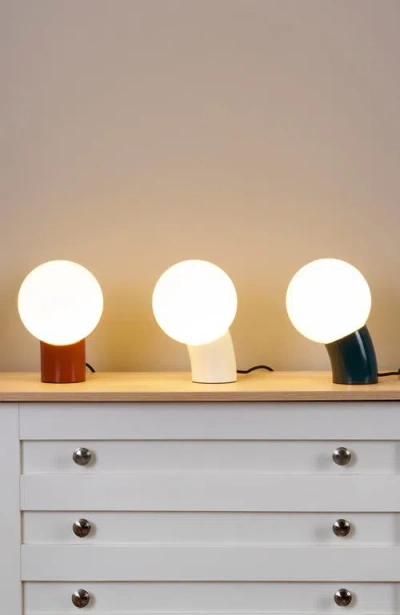 Brightech Vino 8" Curved Led Table Lamp With Globe Forsted Glass Shade And Phone Charging Usb-c Port In Multi