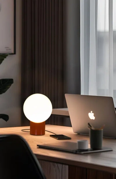 Brightech Vino 8" Curved Led Table Lamp With Globe Forsted Glass Shade And Phone Charging Usb-c Port In Multi