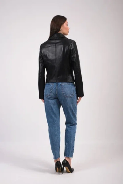 Furniq Uk Charlotte Leather Jacket In Black