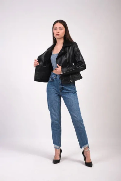 Furniq Uk Charlotte Leather Jacket In Black
