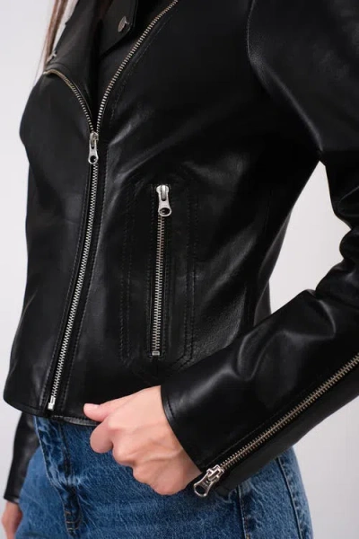 Furniq Uk Charlotte Leather Jacket In Black