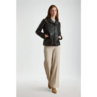 Furniq Uk Tabitha Leather Coat In Black