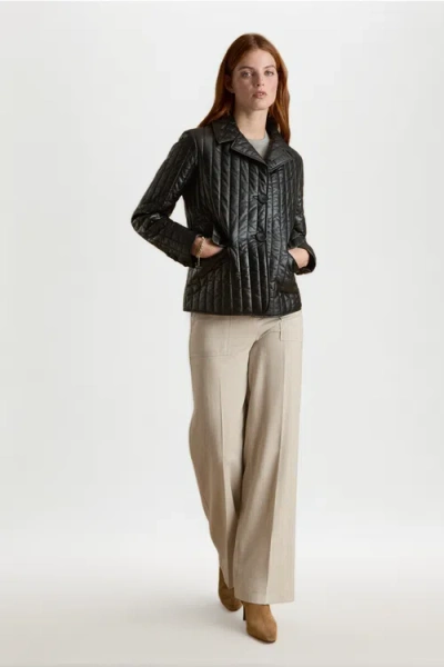 Furniq Uk Tabitha Leather Coat In Black