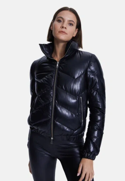 Furniq Uk Octavia Leather Jacket In Blue