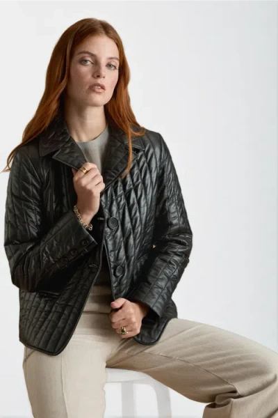 Furniq Uk Tabitha Leather Coat In Black