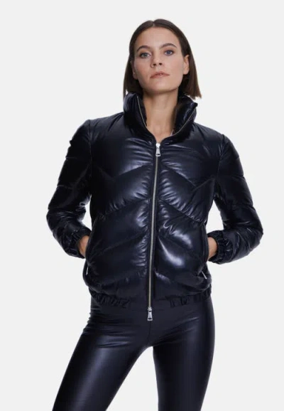 Furniq Uk Octavia Leather Jacket In Blue