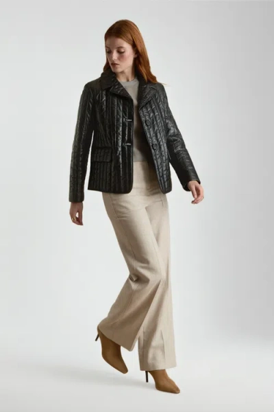 Furniq Uk Tabitha Leather Coat In Black