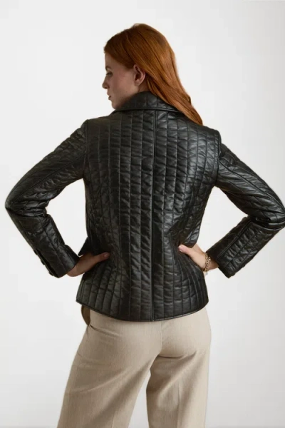 Furniq Uk Tabitha Leather Coat In Black