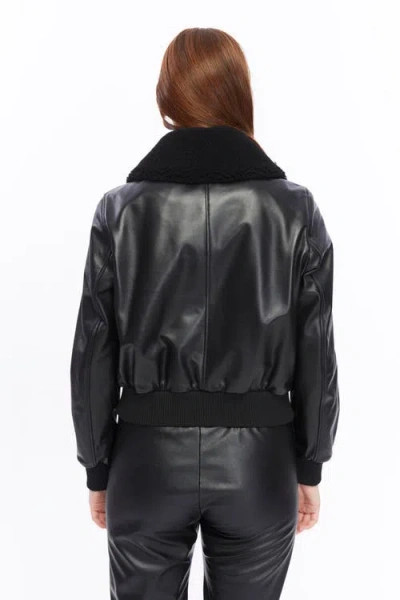 Furniq Uk Florence Leather Bomber Jacket In Black